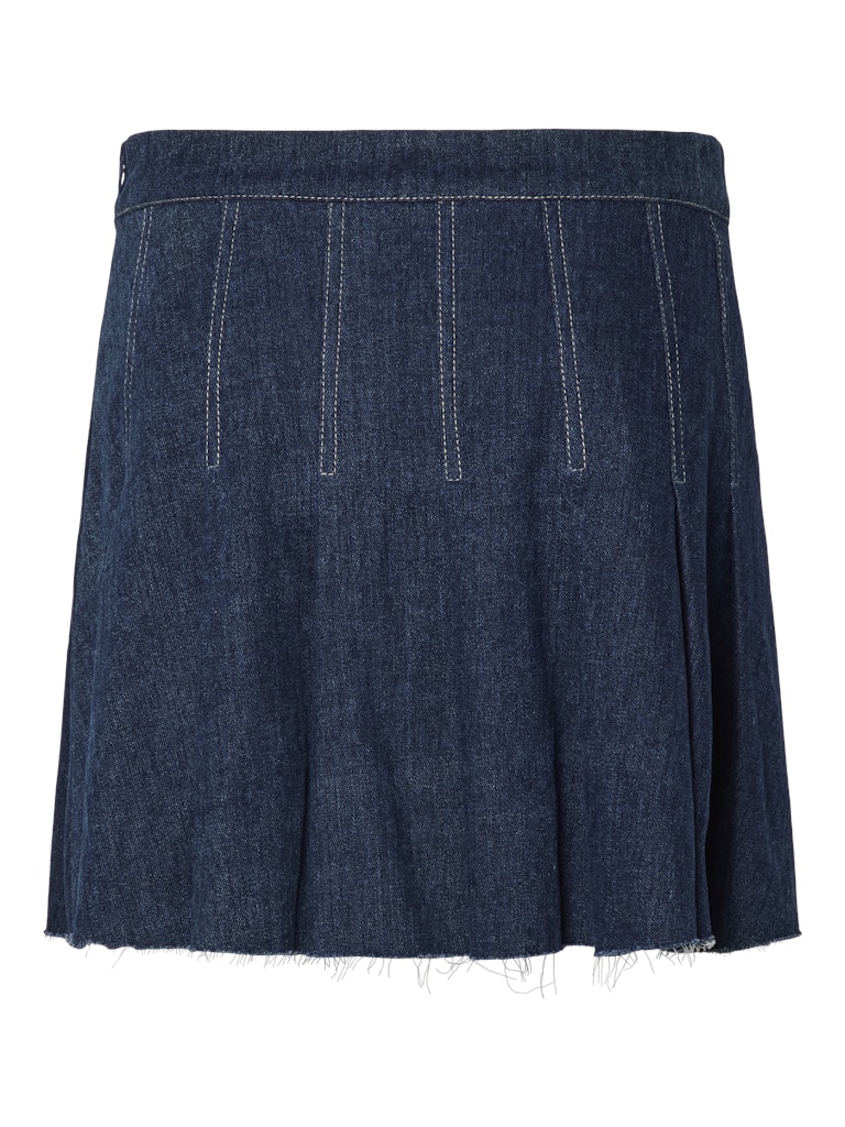 pcFabia short plisse denim skirt (9467589230939)