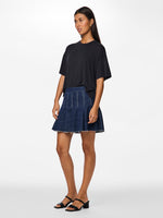 pcFabia short plisse denim skirt (9467589230939)