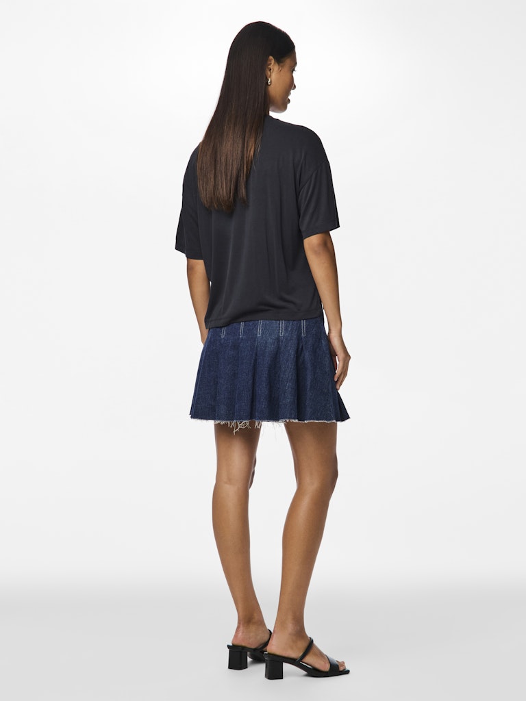 pcFabia short plisse denim skirt (9467589230939)