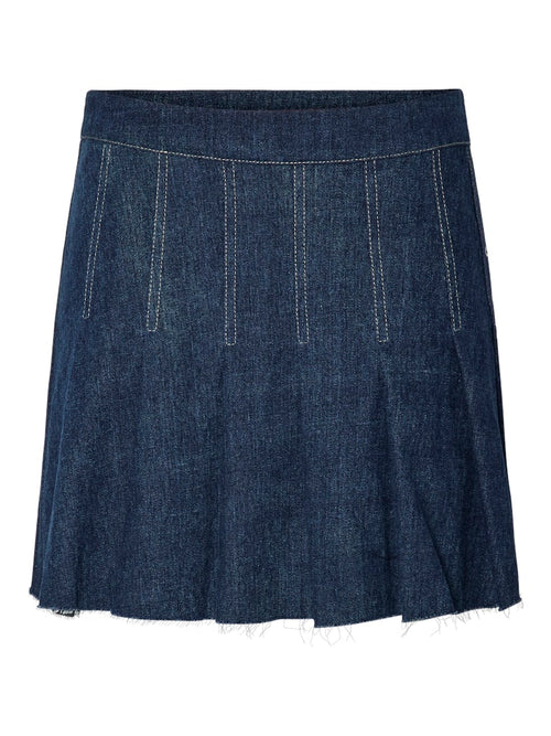 pcFabia short plisse denim skirt (9467589230939)