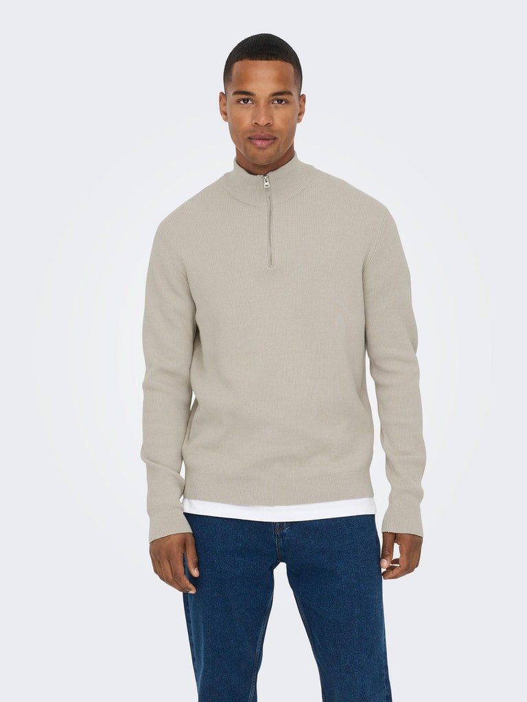 Only & Sons Phil - Halfzip strik med høj hals - HUSET Men & Women (8492944294235)