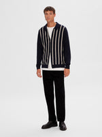 Selected Homme Mattis - Stribet strik cardigan m. lynlås - HUSET Men & Women (8501610611035)