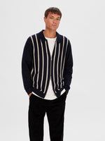 Selected Homme Mattis - Stribet strik cardigan m. lynlås - HUSET Men & Women (8501610611035)